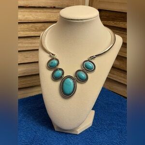 Silver Necklace with Turquoise Stones